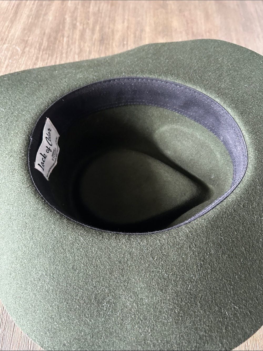 Lack Of Color Olive Green Wool Felt Wide-Brim Hat,Medium 57CM(M), Like New. - Picture 9 of 12